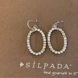 Silpada Silver Crystal Hoop Earrings W3405